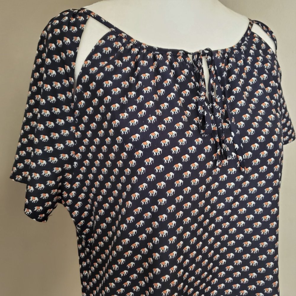 Anthropologie Tulle Elephant Print Tie Front Top - Picture 6 of 14